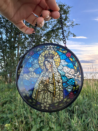 Atrapasol de vidrio Nuestra Señora de Fátima Decoración Católica