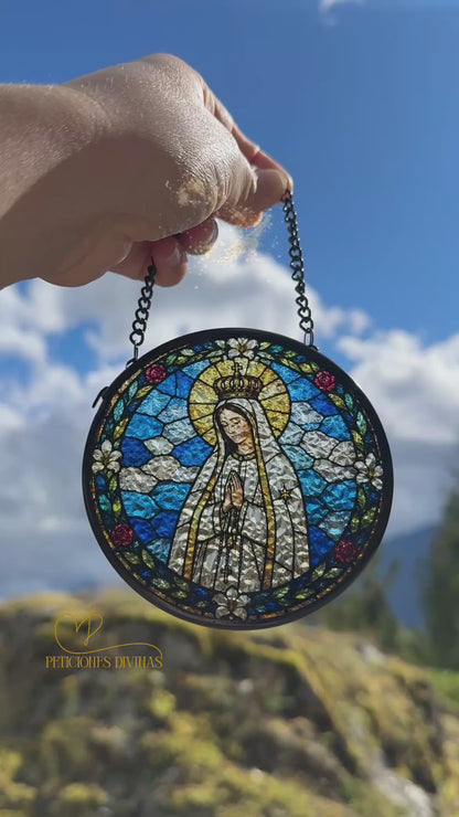 Atrapasol de vidrio Nuestra Señora de Fátima Decoración Católica